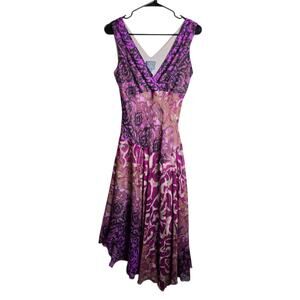 Vintage Y2K Rabbit Rabbit Rabbit Purple Pink Baroque Midi Dress Women’s 4